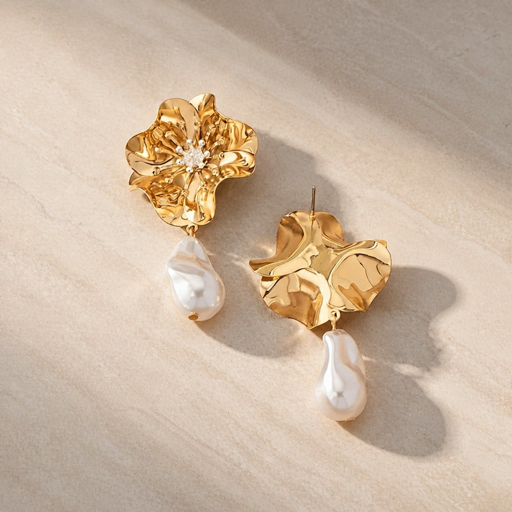 Pearl Enchantment Flower Earrings