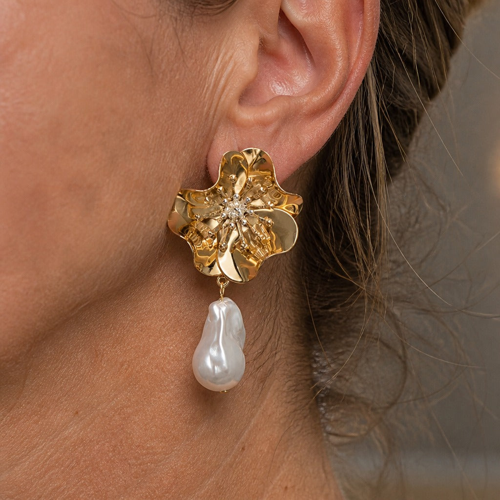 Pearl Enchantment Flower Earrings