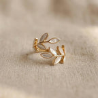 White Opal Leaf Ring