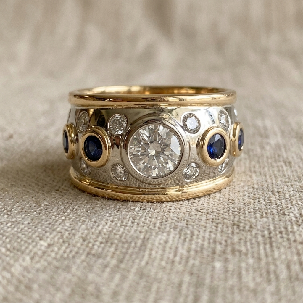 Gold Inlaid Crystal Ring