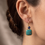 Gold Ornate Turquoise Earrings