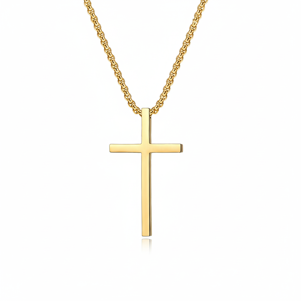 Bezel Gold Cross Necklace