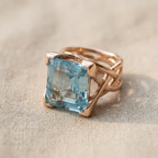 Refined Gold Blue Crystal Ring