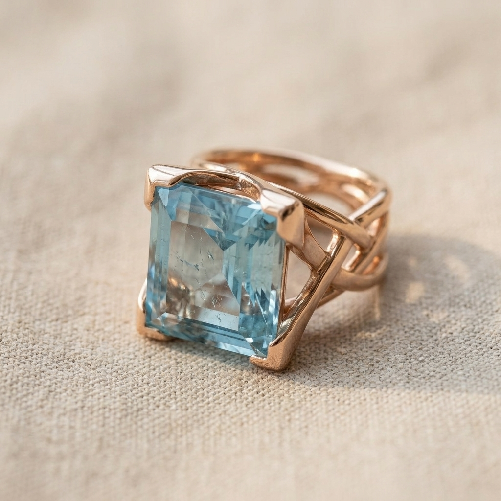 Refined Gold Blue Crystal Ring