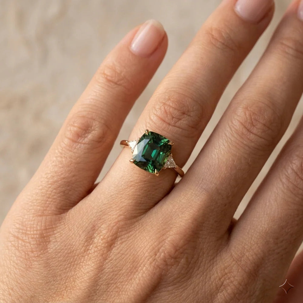 Green Zirconia Gold Ring