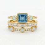 Vintage Blue Crystal Ring Set