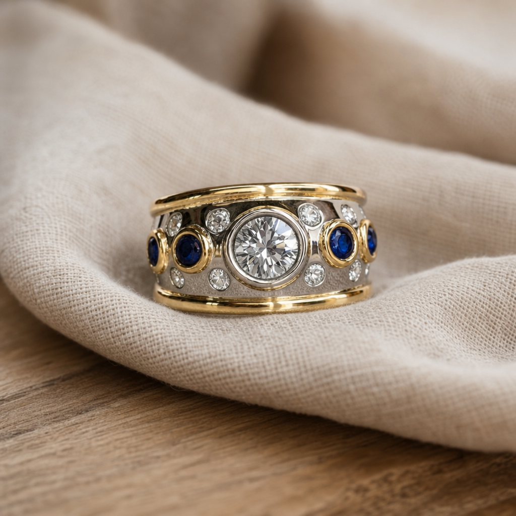 Gold Inlaid Zirconia Ring