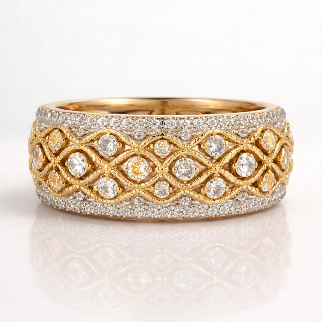 Gold Pavé Zirconia Harmony Ring
