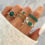 Zarina Exquisite Emerald Gold Ring Set