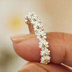 Silver and Hand Painted Daisy Ring