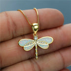 Dragonfly Gold Opal Necklace