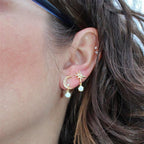 Moon Star Opal Gold Earrings
