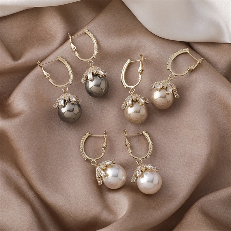 Pearl Drop Hoop Earrings