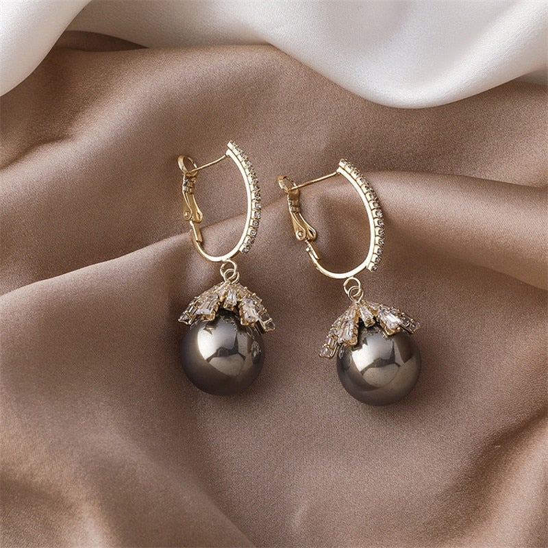 Pearl Drop Hoop Earrings