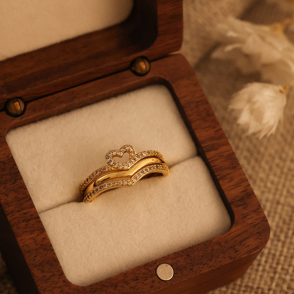Zirconia Heart Stack Ring