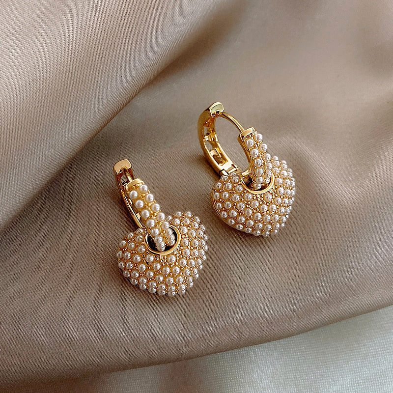Pearl Heart Earrings