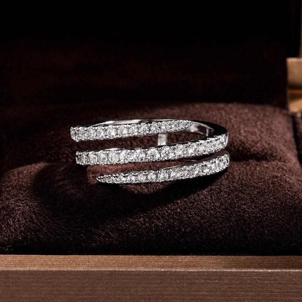 Inlaid Zirconia White Gold Infinity Ring