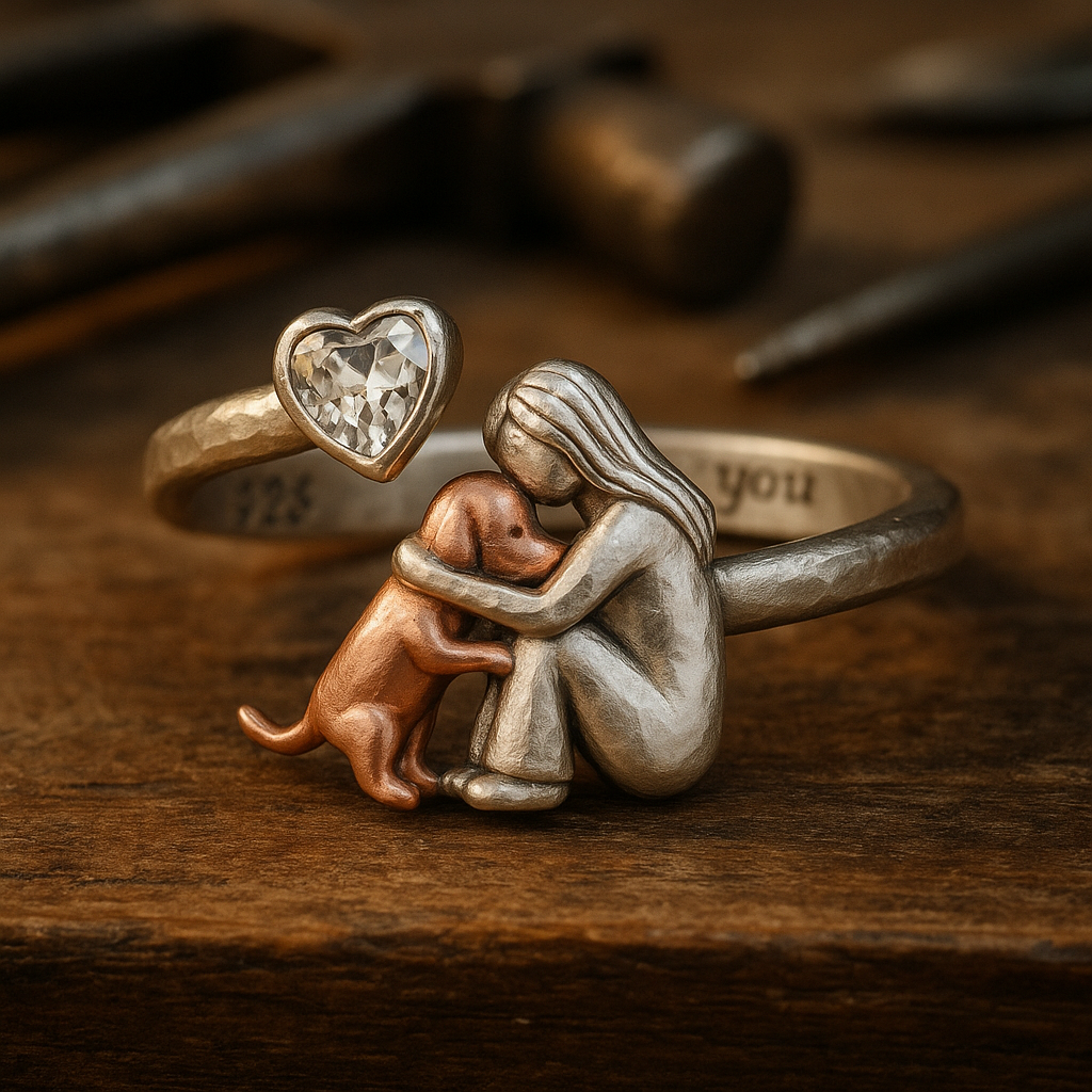 Silver Dog Zirconia Ring