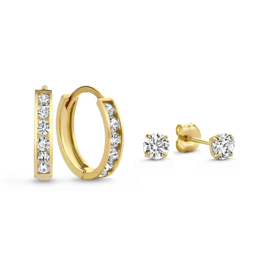 Brillane Stone Gold Earrings Set