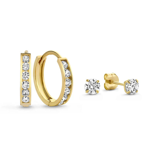 Brillane Stone White Gold Earrings Set