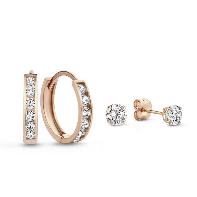 Brillane Stone Gold Earrings Set