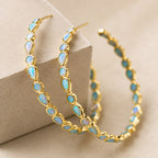 Vintage Blue Opal Gold Earrings
