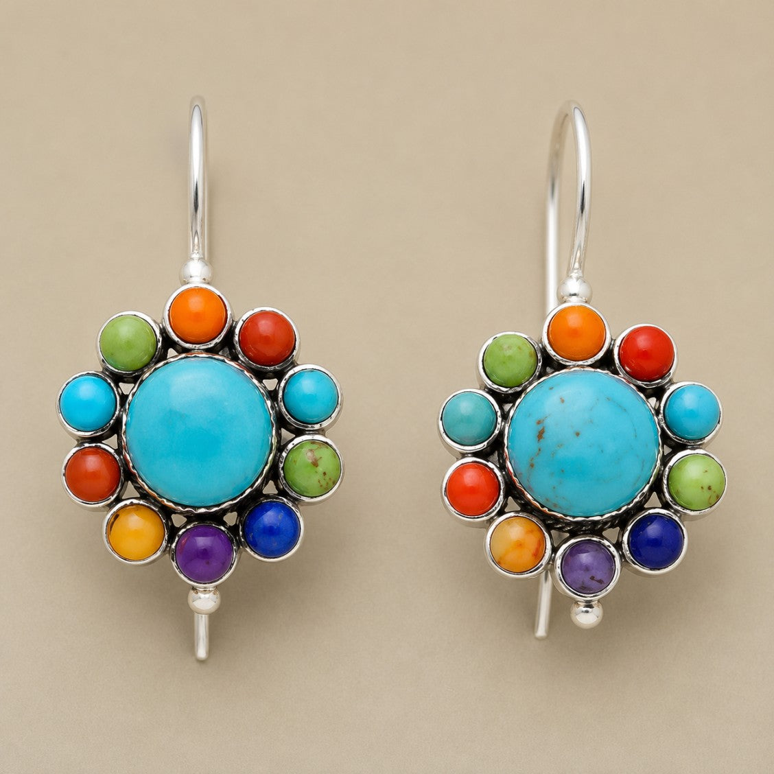 Iris Vintage Turquoise Hoop Earrings
