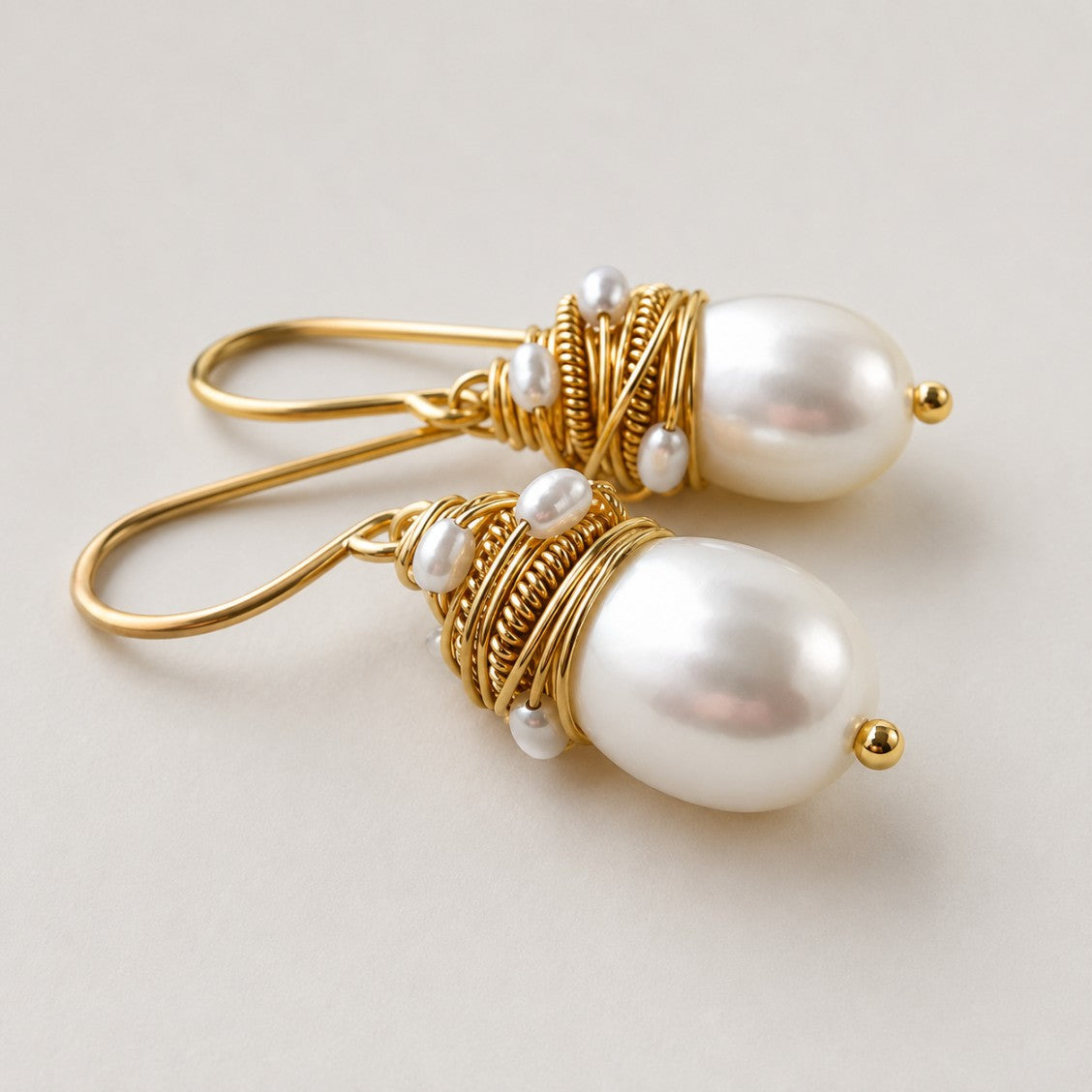 Vintage Pearl Golden Threads Earrings