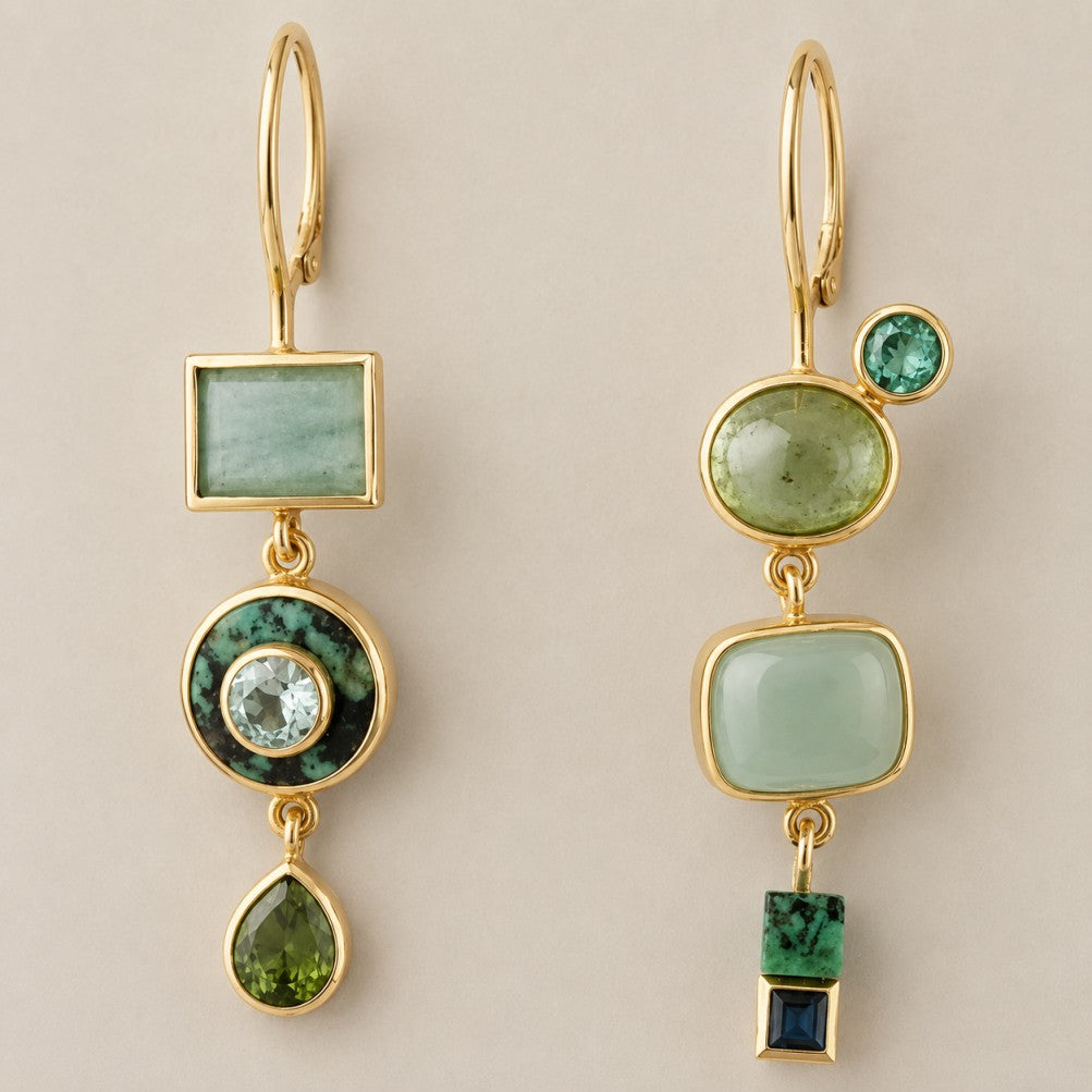 Vintage Green Silhouette Earrings