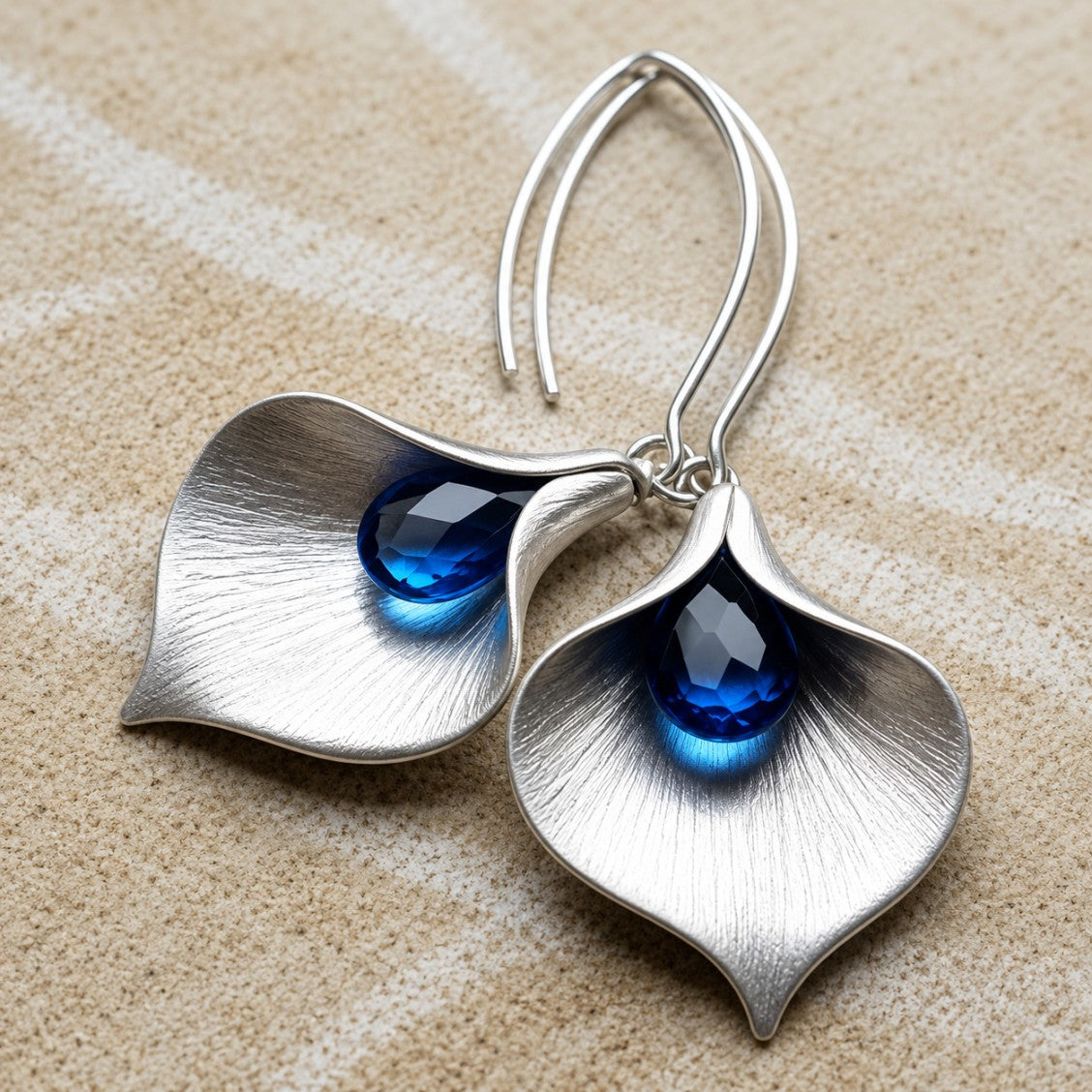 Blue Stone Silver Earrings