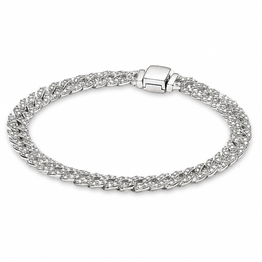 Pave Cuban White Gold Bracelet