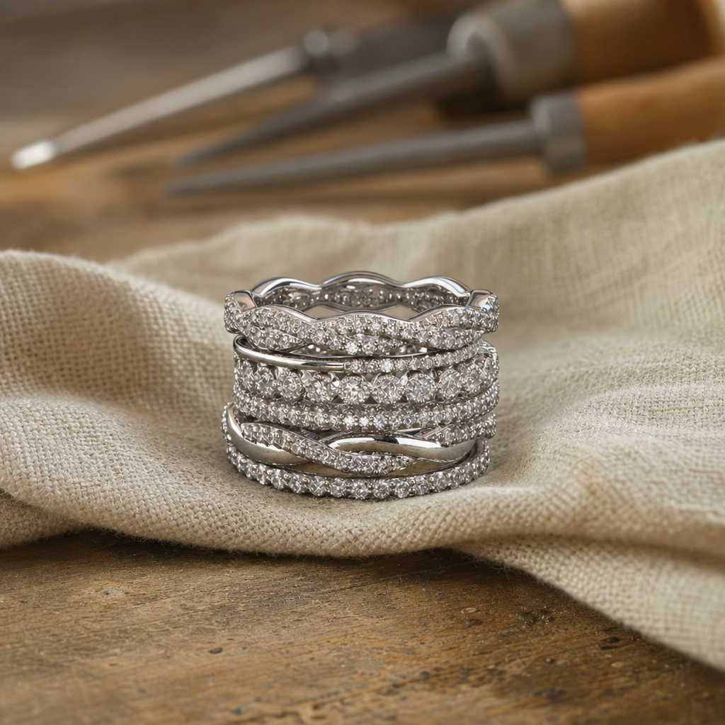 Layered Zirconia Silver Ring Set