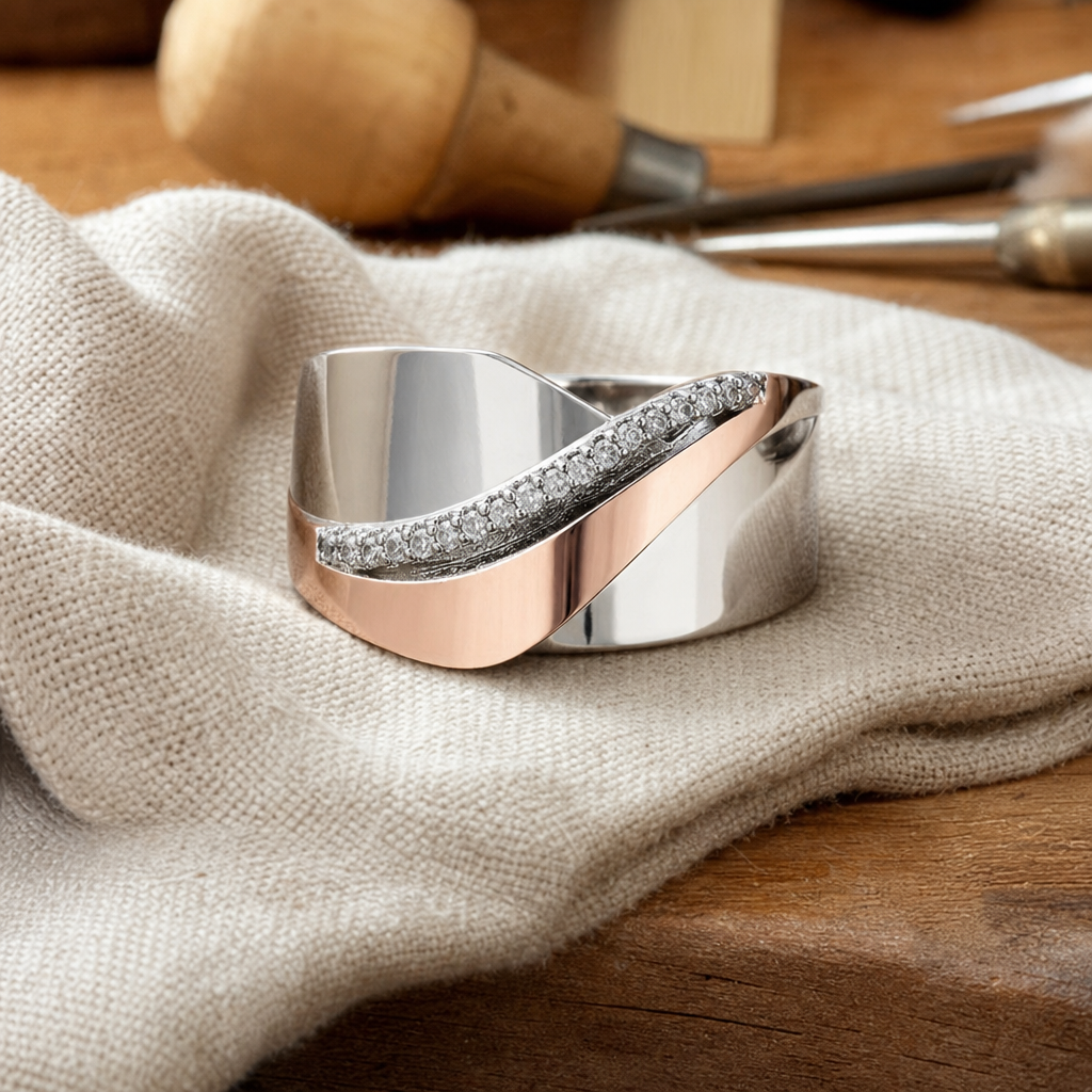 Luxe Zirconia Two Tone Ring