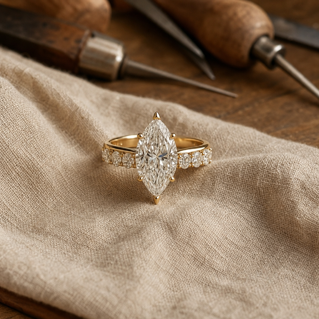 Marquise Cut Zirconia Gold Ring