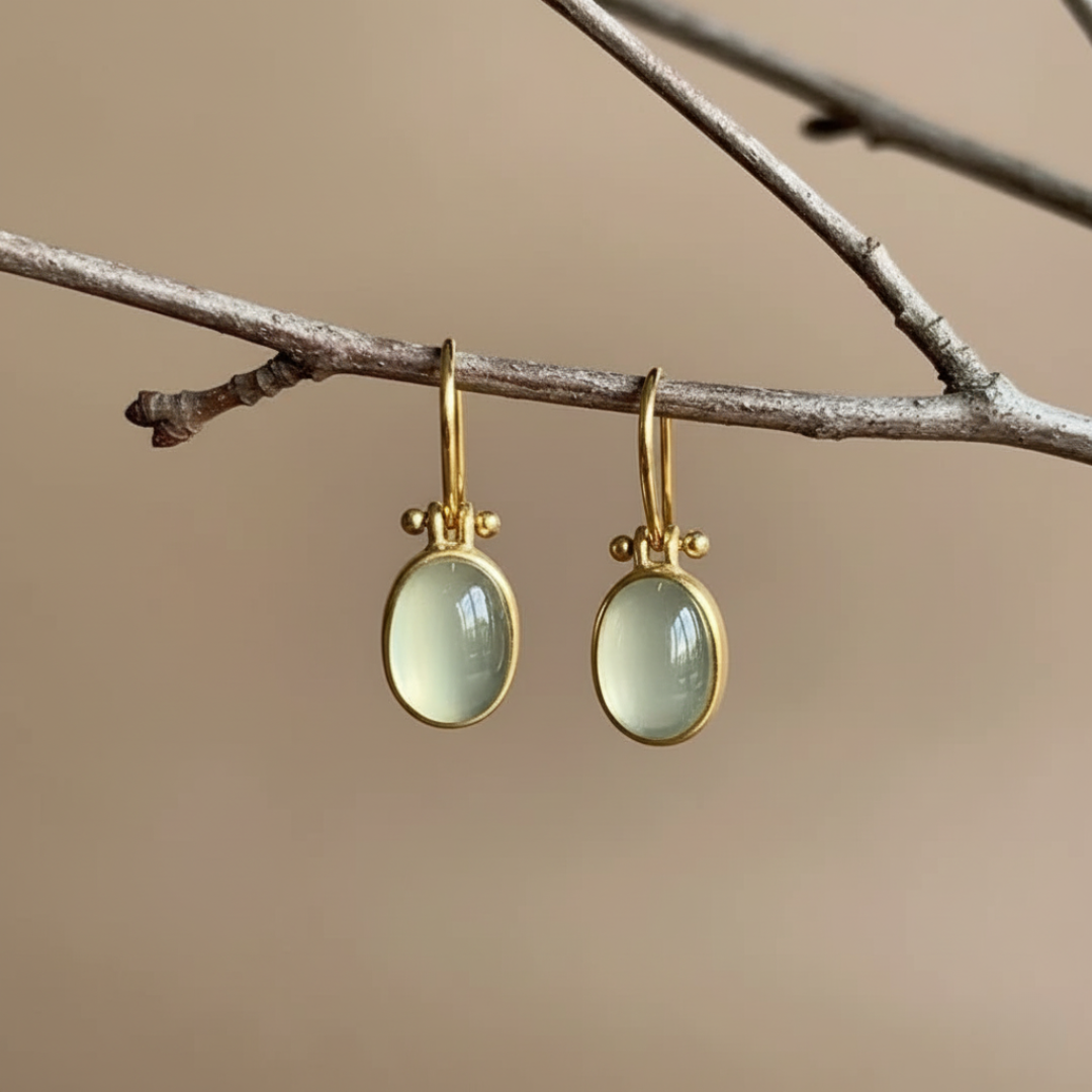 Timeless Green Moonstone Earrings