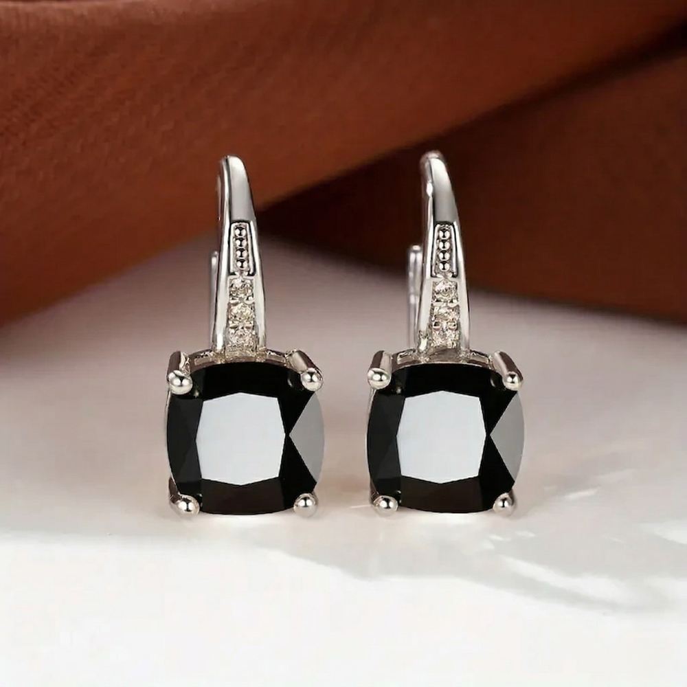 Mystic Stone White Gold Hoop Earrings