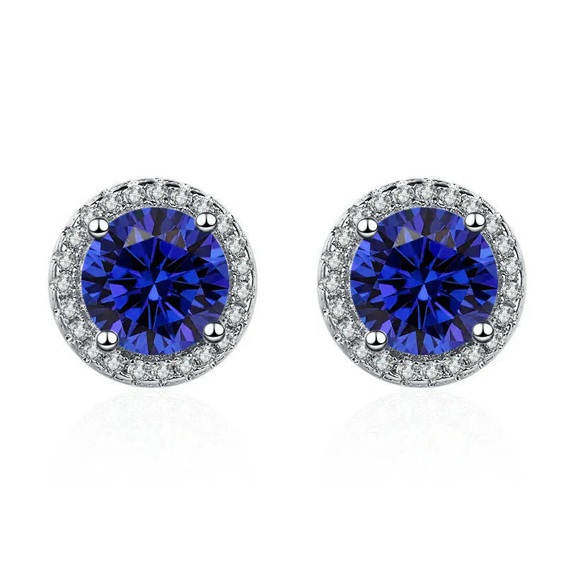 Celestine Blue Sapphire Circle Studs