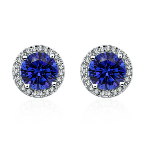 Celestine Blue Sapphire Circle Studs