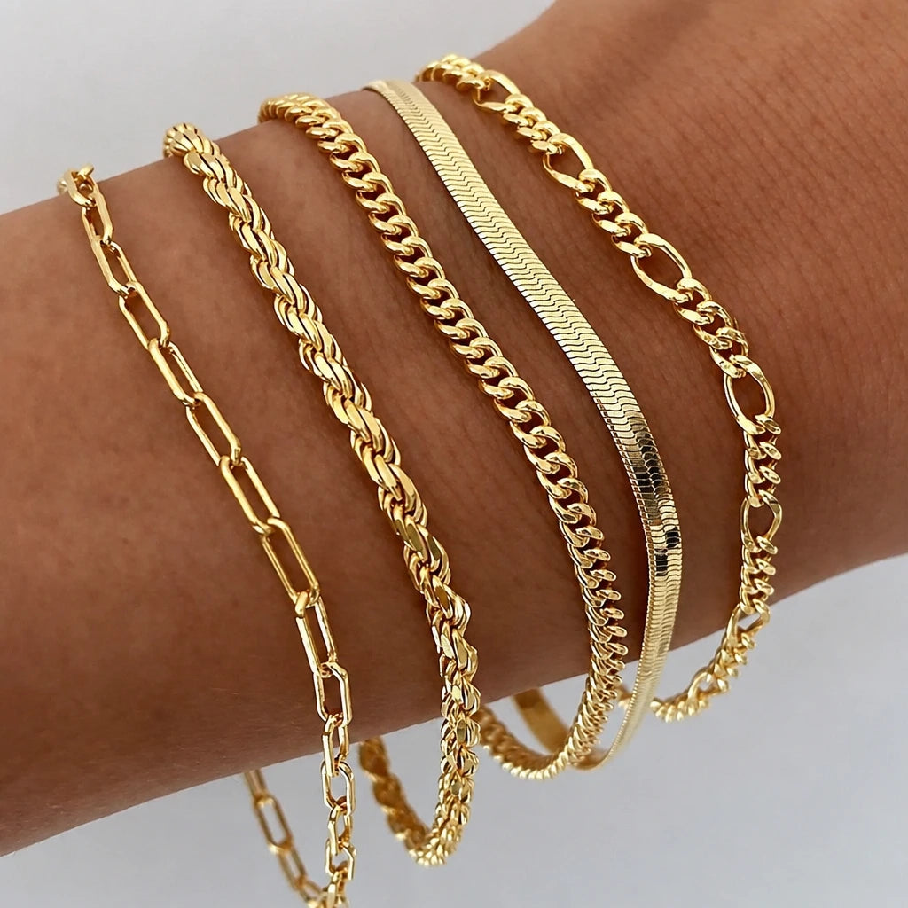 White Gold Timeless Bracelet Set