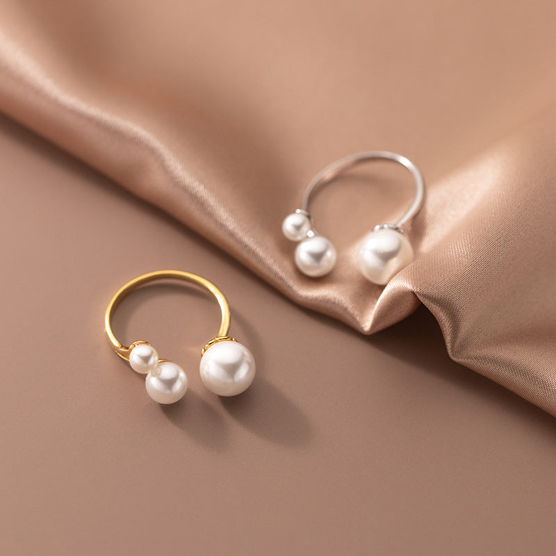 Triple Pearl Silver Ring