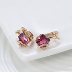Crimson Square Crystal Rose Gold Earrings