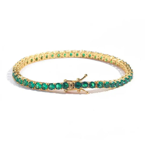 Classic Emerald Gold Tennis Bracelet
