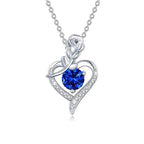 Sapphire Rose Heart White Gold Necklace