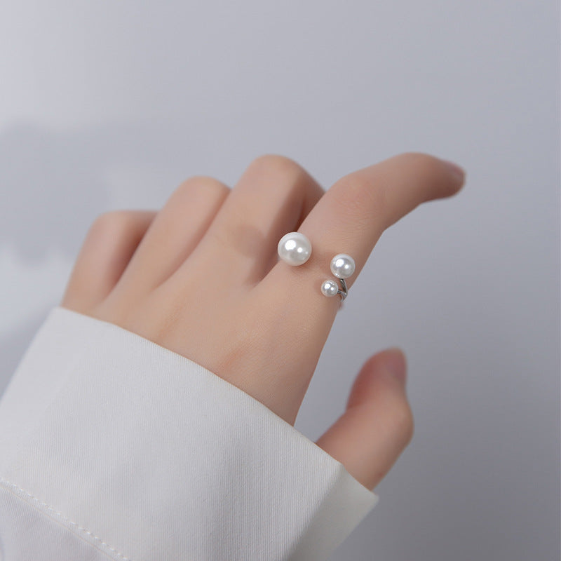Triple Pearl Silver Ring