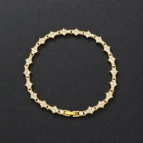 Classic Cluster White Gold Tennis Bracelet