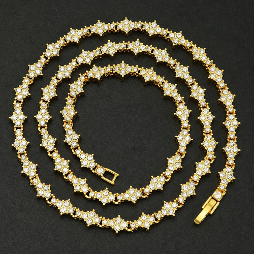 Classic Cluster White Gold Tennis Necklace