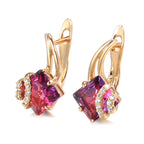 Crimson Square Crystal Rose Gold Earrings