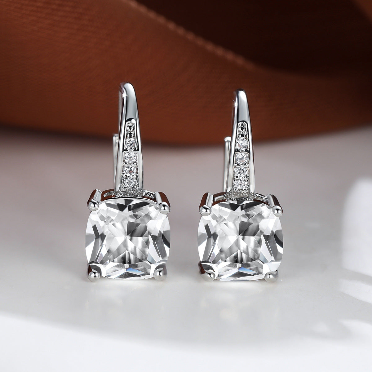 Mystic Stone White Gold Hoop Earrings