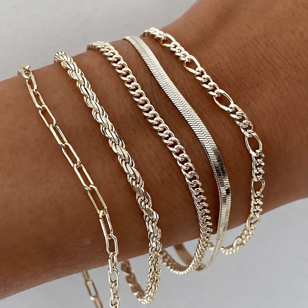 White Gold Timeless Bracelet Set