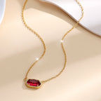 Classic Oval Ruby Gold Necklace